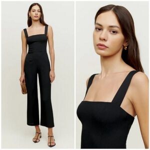 REFORMATION Black Alva Smocked back Jumpsuit Size 4